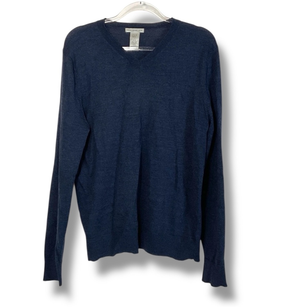 GAP Sweater Mens Merino Wool Navy Blue V-Neck Size XS